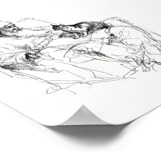 Santa Sitting with Cat on Lap ポスター (角)