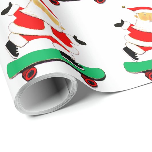 Santa Skateboarder Christmas Wrapping Paper ラッピングペーパー (ロールコーナー)