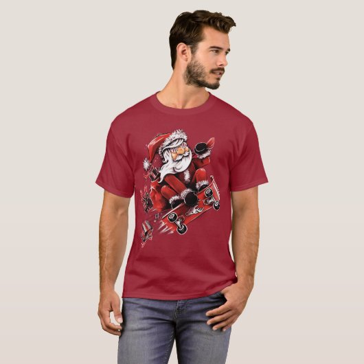 Santa Skateboarding Tシャツ (正面フル)