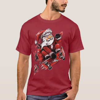 Santa Skateboarding Tシャツ