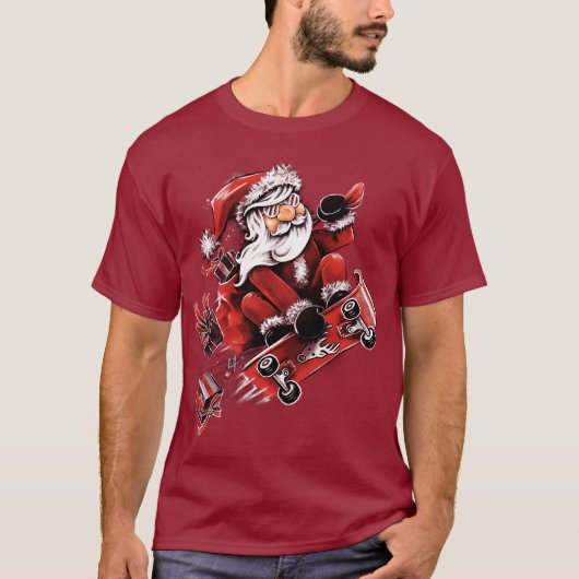 Santa Skateboarding Tシャツ (正面)