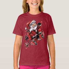 Santa Skateboarding Tシャツ