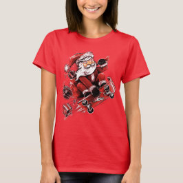 Santa Skateboarding Tシャツ