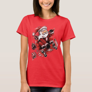 Santa Skateboarding Tシャツ