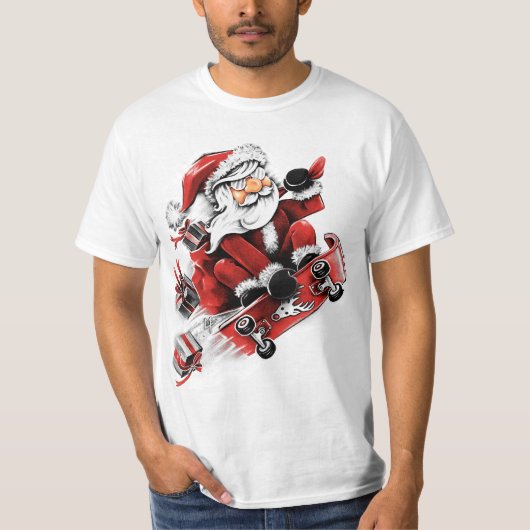 Santa Skateboarding Tシャツ (正面)