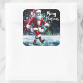 Santa Skates Happily Outdoors スクエアシール (バッグ)