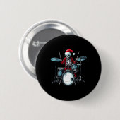 Santa Skeleton Playing Drum Drummer Percussionist 缶バッジ (正面&裏面)
