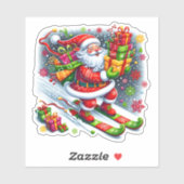 Santa Skiing in a Gift-Filled Wonderland シール (シート)