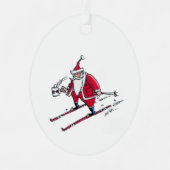 Santa Skiing oval metal ornament メタルオーナメント (正面)