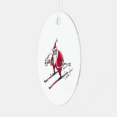 Santa Skiing oval metal ornament メタルオーナメント (正面左)