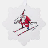 Santa Skiing snowflake paper ornament オーナメントカード (正面)