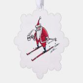 Santa Skiing snowflake paper ornament オーナメントカード (左)