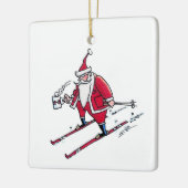 Santa Skiing square ceramic ornament セラミックオーナメント (左)