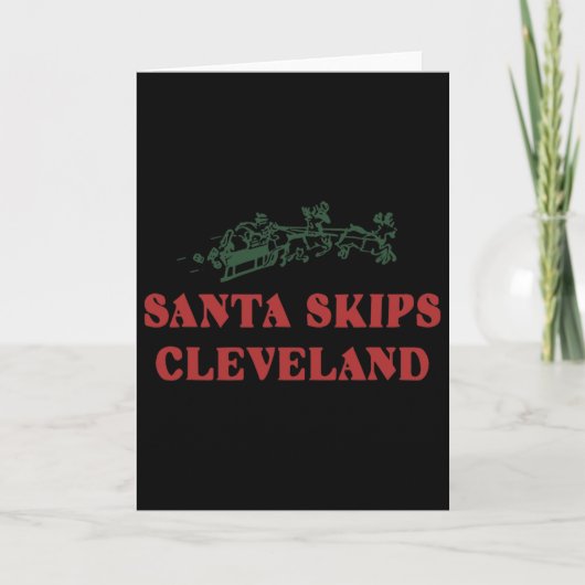 Santa Skips Cleveland Santa Reindeer Xmas Christma カード (正面)