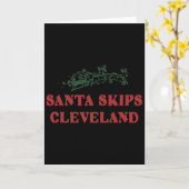Santa Skips Cleveland Santa Reindeer Xmas Christma カード (黄色い花)