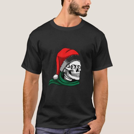 Santa Skull Christmas Graphic Tシャツ (正面)
