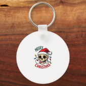 Santa Skull Hat Merry Christmas Family Matching Bo キーホルダー (正面)