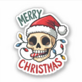 Santa Skull Hat Merry Christmas Family Matching Bo シール (正面)