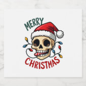 Santa Skull Hat Merry Christmas Family Matching Bo スパークリングワインラベル (シングルラベル)