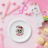 Santa Skull Hat Merry Christmas Family Matching Bo ペーパープレート (パーティー)