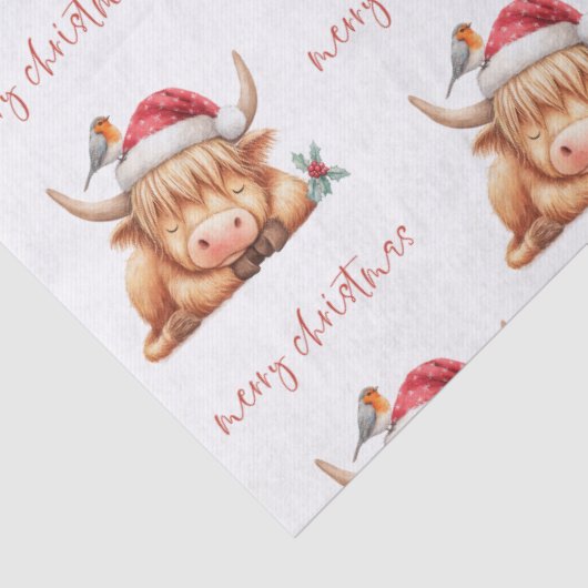 Santa Sleeping Highland Cow Script Merry Christmas 薄葉紙 (詳細)