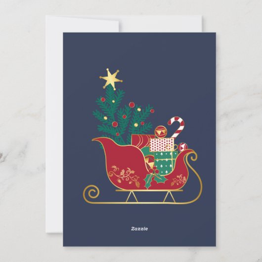 Santa Sleigh自分の写真のクリスマスを追加 シーズンカード (裏面)