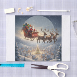Santa Sleigh, 3D Christmas, Winter Village, Kids 薄葉紙
