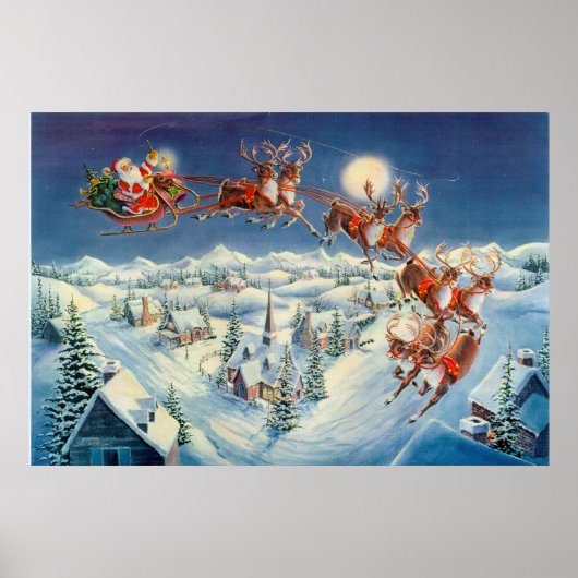 SANTA & SLEIGH by SHARON SHARPE ポスター (正面)