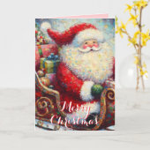 Santa Sleigh & Presents – Classic Holiday Greeting カード (黄色い花)