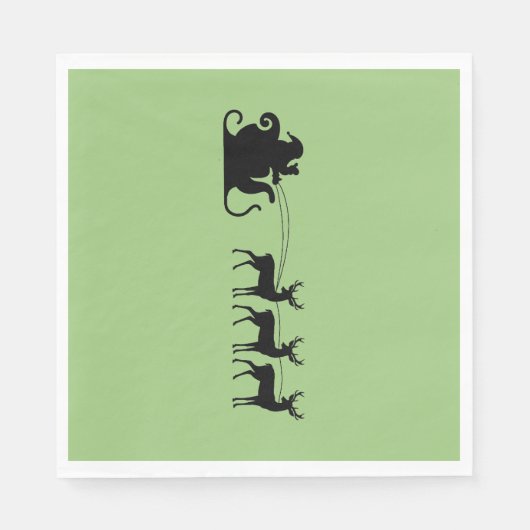 Santa sleigh reindeer スタンダードランチョンナプキン (正面)