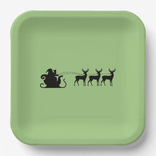 Santa sleigh reindeer ペーパープレート (正面)