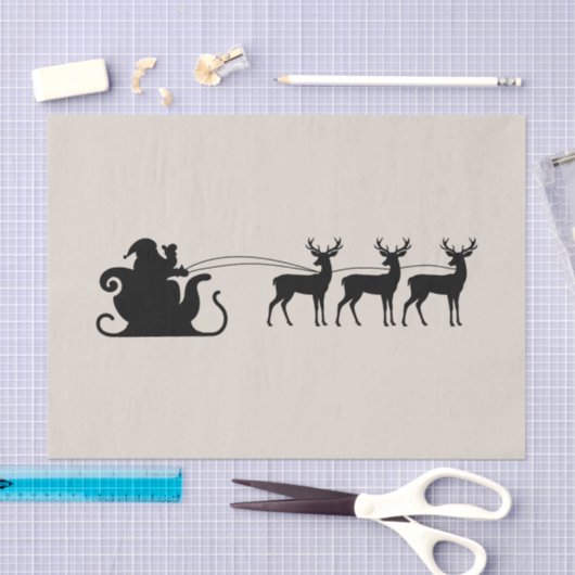 Santa sleigh reindeer 薄葉紙 (クラフト)