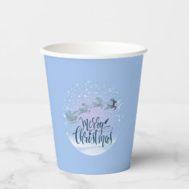 Santa Sleigh & Reindeer Merry Christmas 紙コップ