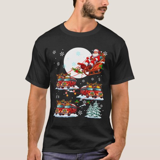 Santa Sleigh Reindeer School Buses Matching Driver Tシャツ (正面)