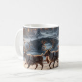 Santa Sleigh Reindeer Snowy Christmas Village Mug コーヒーマグカップ (正面左)