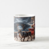 Santa Sleigh Reindeer Snowy Christmas Village Mug コーヒーマグカップ (中央)