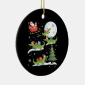 Santa Sleigh Riding Alligator Christmas Funny Xmas セラミックオーナメント (右)