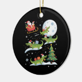 Santa Sleigh Riding Alligator Christmas Funny Xmas セラミックオーナメント (左)