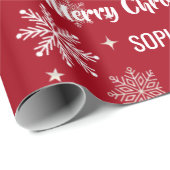 Santa Sleigh Unicorn Snowflakes Personalized Xmas ラッピングペーパー (ロールコーナー)