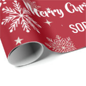 Santa Sleigh Unicorn Snowflakes Personalized Xmas ラッピングペーパー (ロールコーナー)