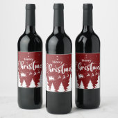 Santa Sleigh Wine Label - Custom Christmas Design! ワインラベル (ボトル)