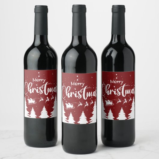 Santa Sleigh Wine Label - Custom Christmas Design! ワインラベル (ボトル)