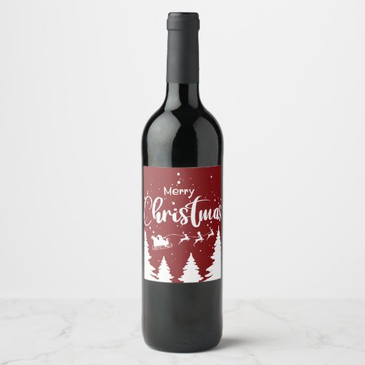 Santa Sleigh Wine Label - Custom Christmas Design! ワインラベル (正面)
