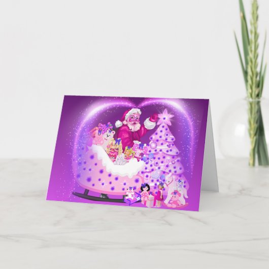 Santa Sleigh With Children Gifts Greeting Card カード (正面)