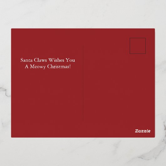 Santa Sleigh with Flying Cats Christmas Postcard 箔シーズンポストカード (裏面)