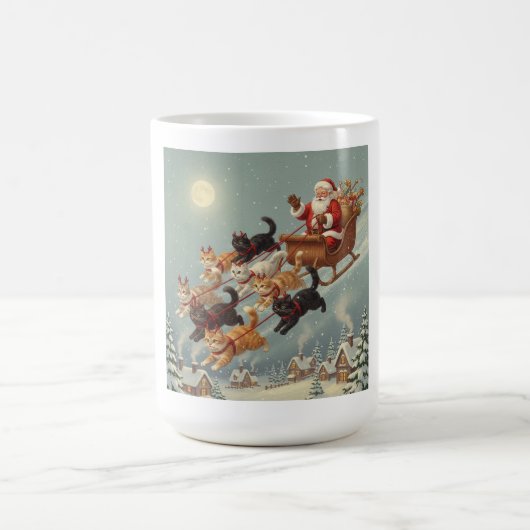 Santa Sleigh with Flying Cats Coffee Mug コーヒーマグカップ (中央)