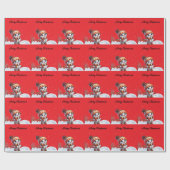 Santa & snowflakes on a pink background Christmas ラッピングペーパー (フラット)