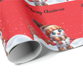 Santa & snowflakes on a pink background Christmas ラッピングペーパー (ロールコーナー)