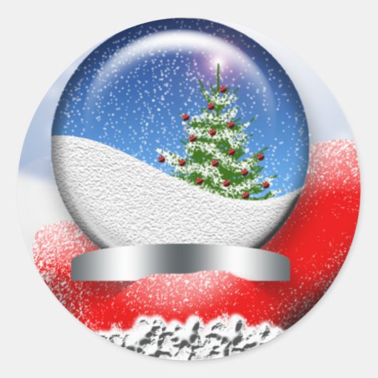 Santa Snowglobe Personalizableホリデーカードシール ラウンドシール (正面)