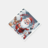  Santa, Snowman, and Ralph the Reindeer Holiday スタンダードカクテルナプキン (角)